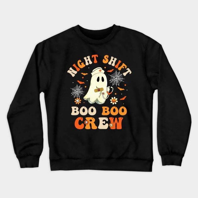 Night Shift Boo Boo Crew Doctor Nurse Ghost Halloween Crewneck Sweatshirt by James Green